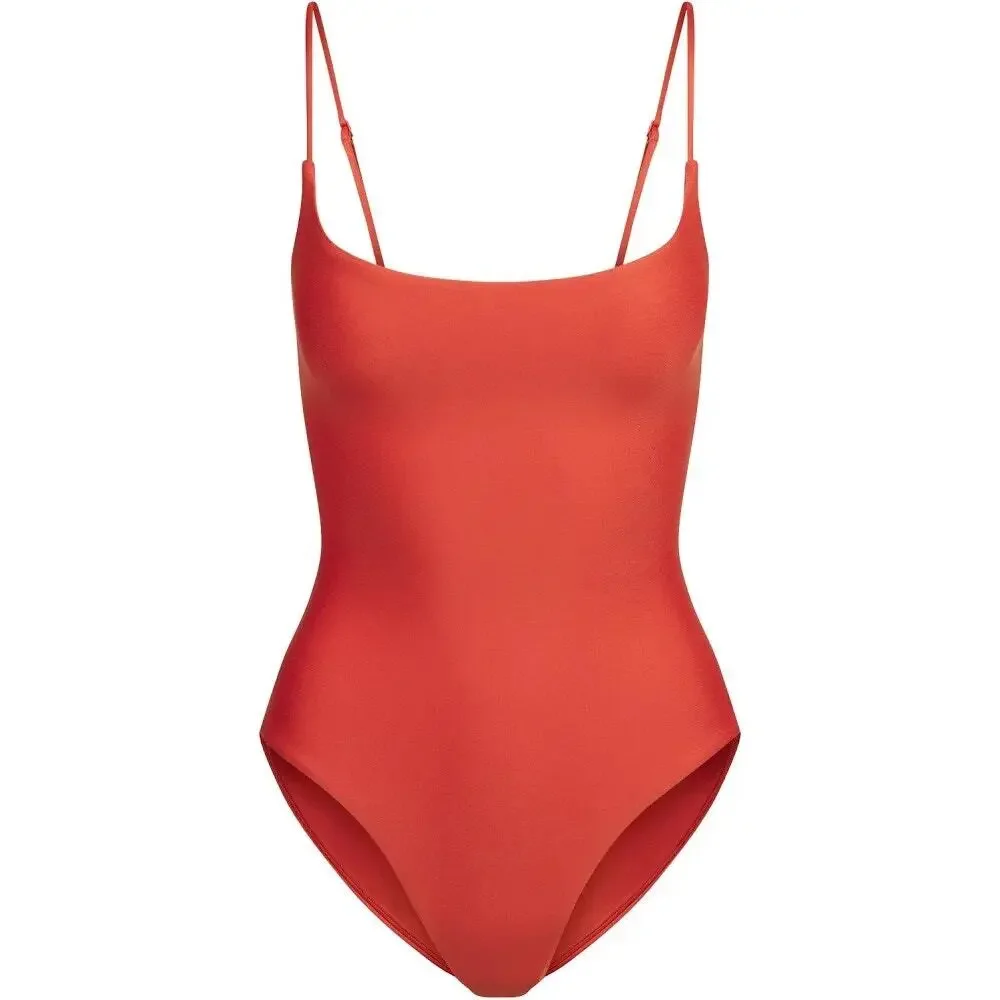 SKIMS Orange-red Scoop Neck One-Piece Swimsuit